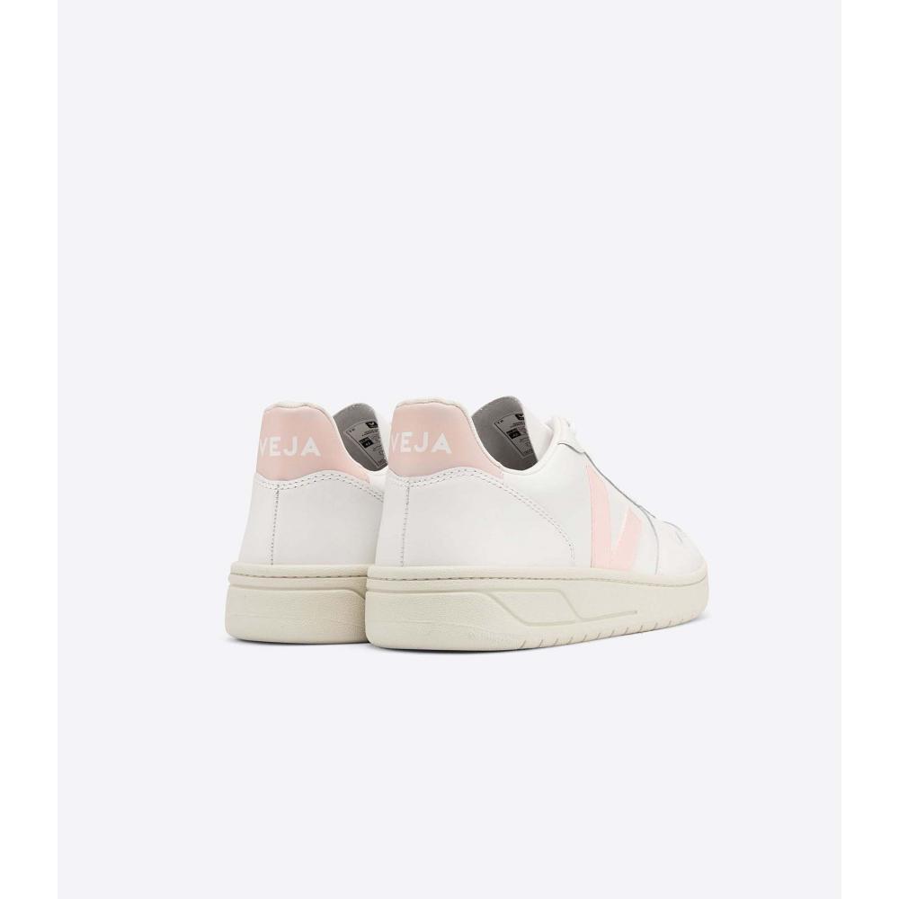 Αθλητικά Παπούτσια γυναικεια Veja V-10 LEATHER White/Pink | GR 659RVD